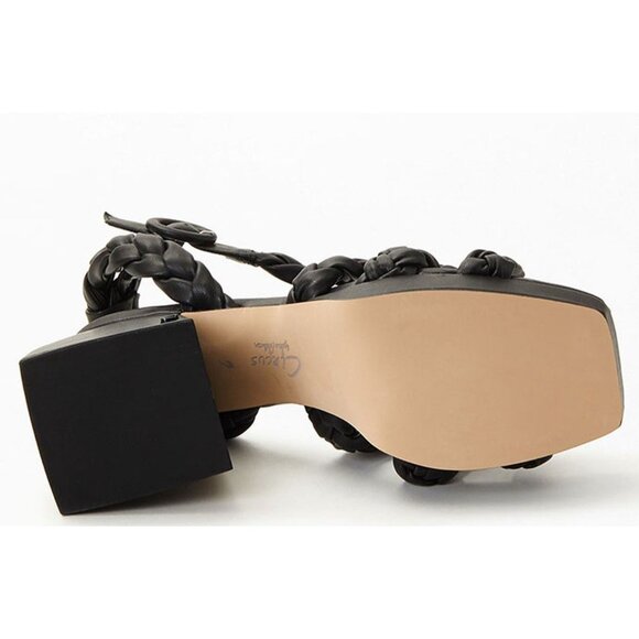 CIRCUS NY Women Black Braided Block Heel Strap Sandals, Size 9, Coquette Goth - Picture 3 of 11